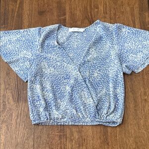Astr Sky Blue and White Textured Top